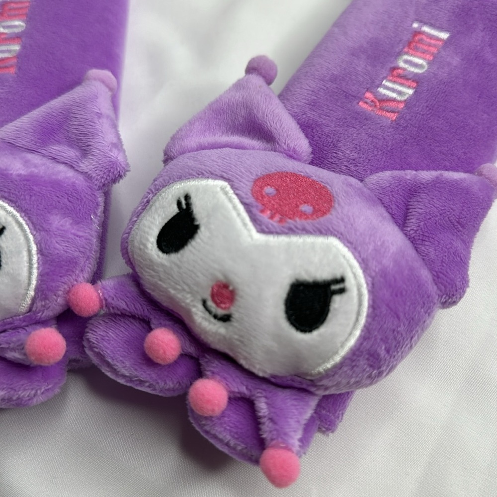 Sanrio KUROMI Plush Car Seat Belt Extended Comfort Shoulder Pads - Picture 7 of 7